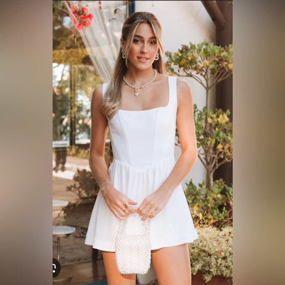 Show Me Your MuMu White Square Neck Dress